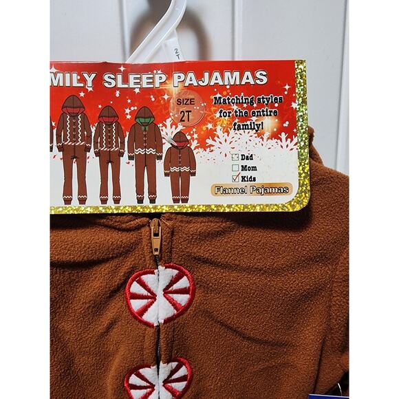PJ's & Presents Christmas Gingerbread One-Piece Pajamas Holiday Girls 2T New! - Picture 2 of 4
